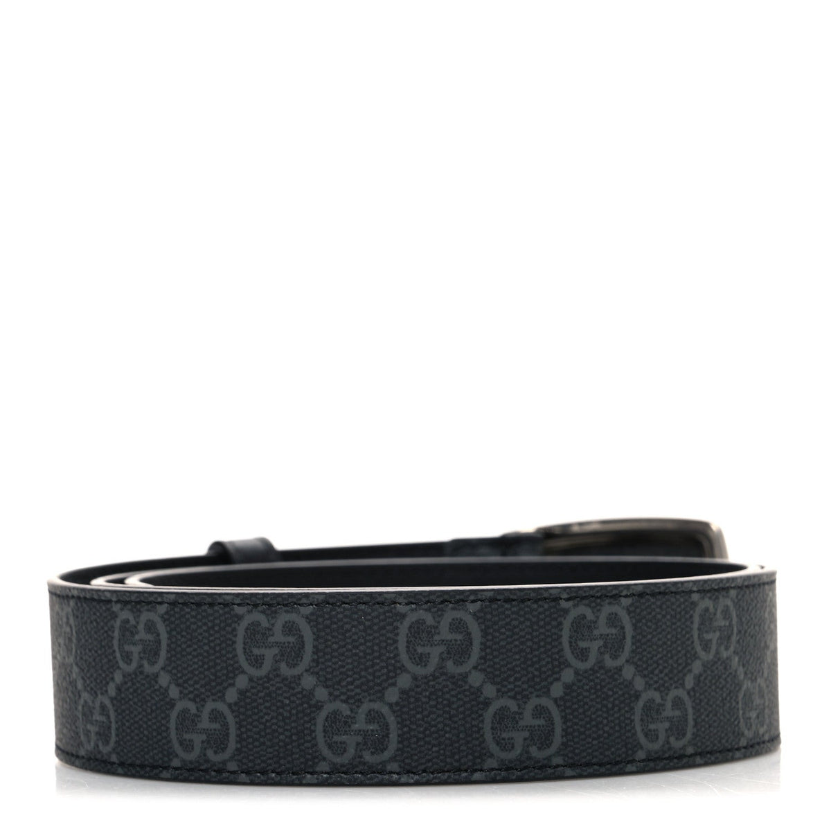 GG Supreme Monogram Plaque Buckle Belt 90 36 Black