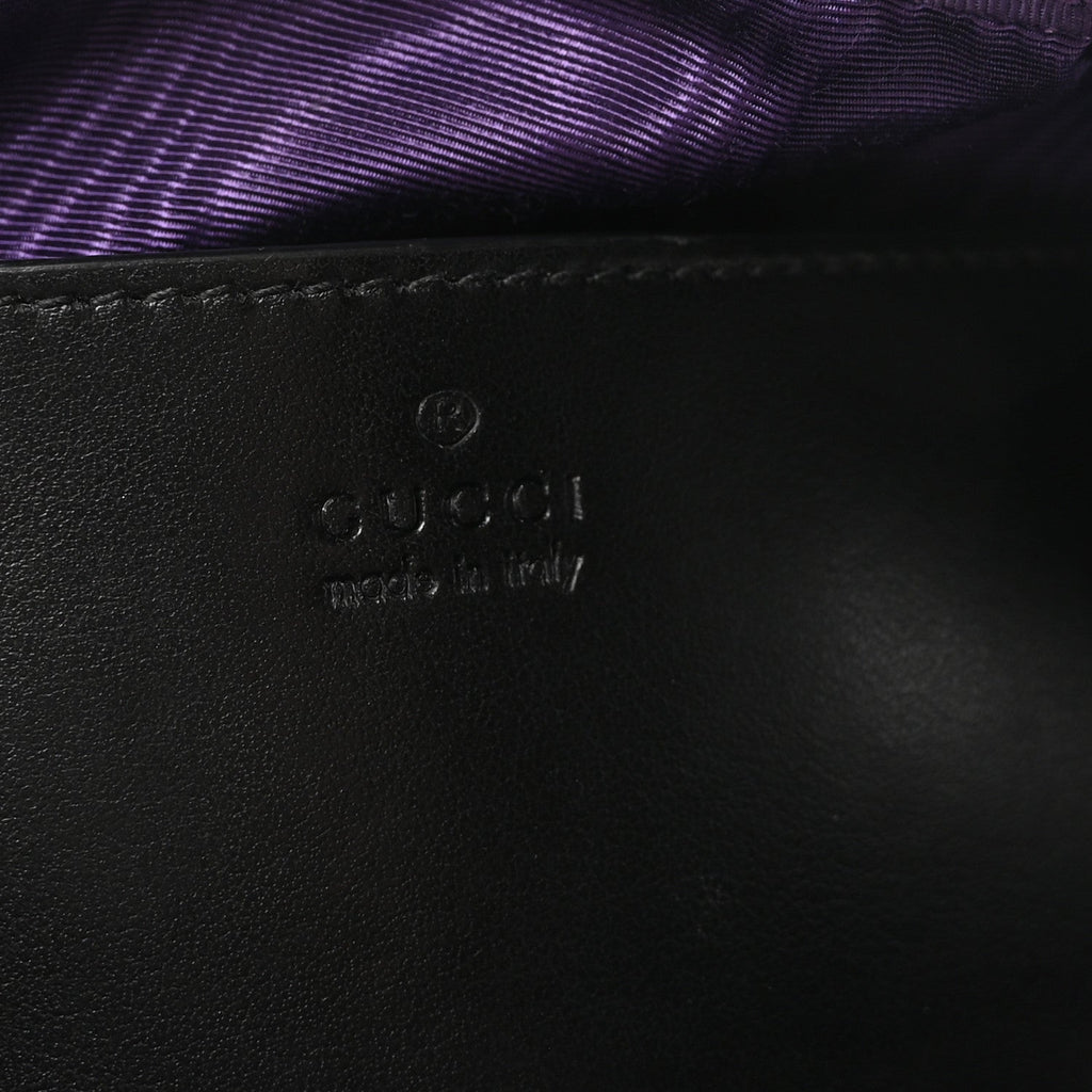 Nylon Calfskin Enamel GG Matelasse Shoulder Bag Black