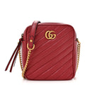 Azalea Calfskin Matelasse Diagonal Tall GG Marmont Crossbody Bag Romantic Cerise
