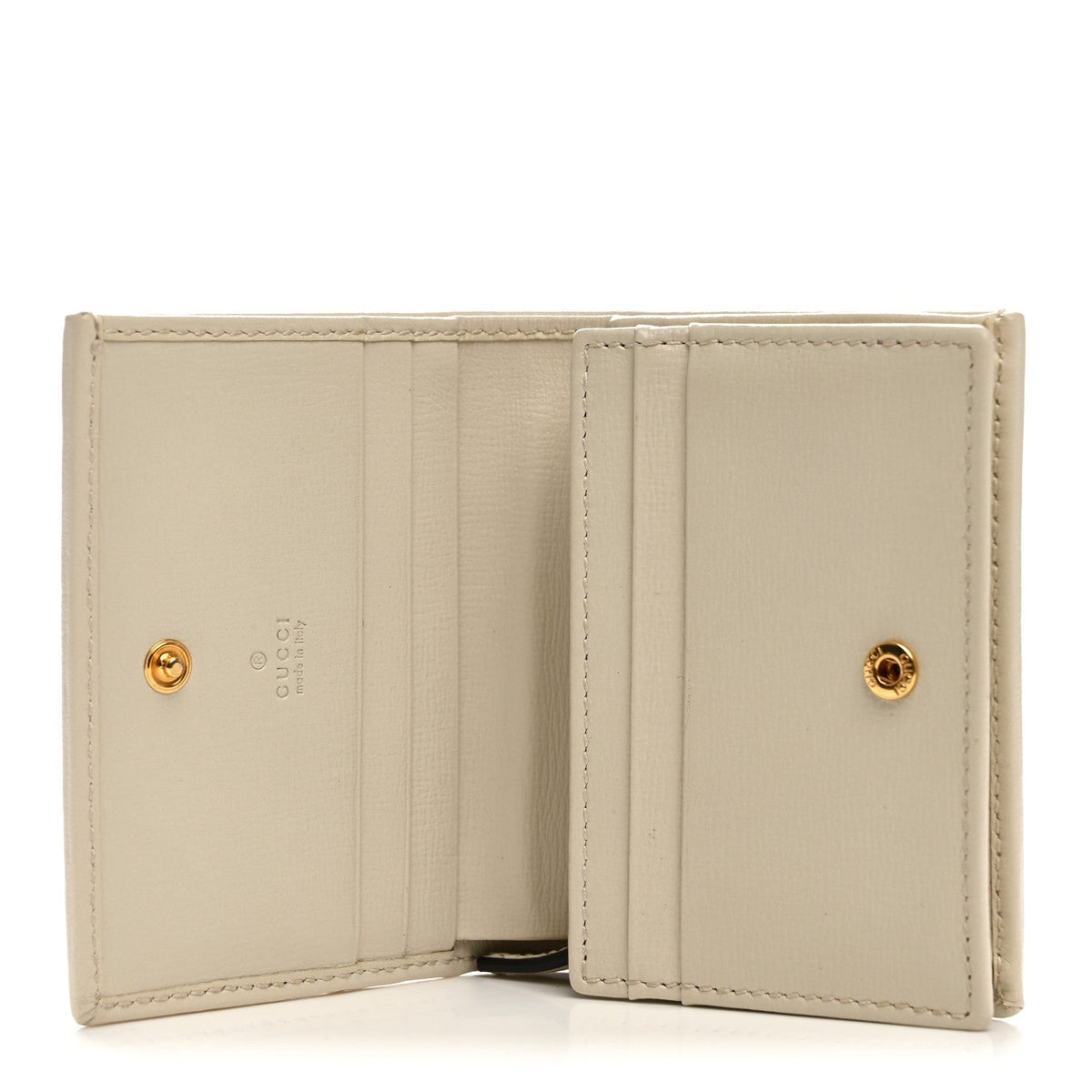 GG Supreme Monogram Azalea Calfskin Horsebit 1955 Card Case Wallet Beige Ebony Mystic White