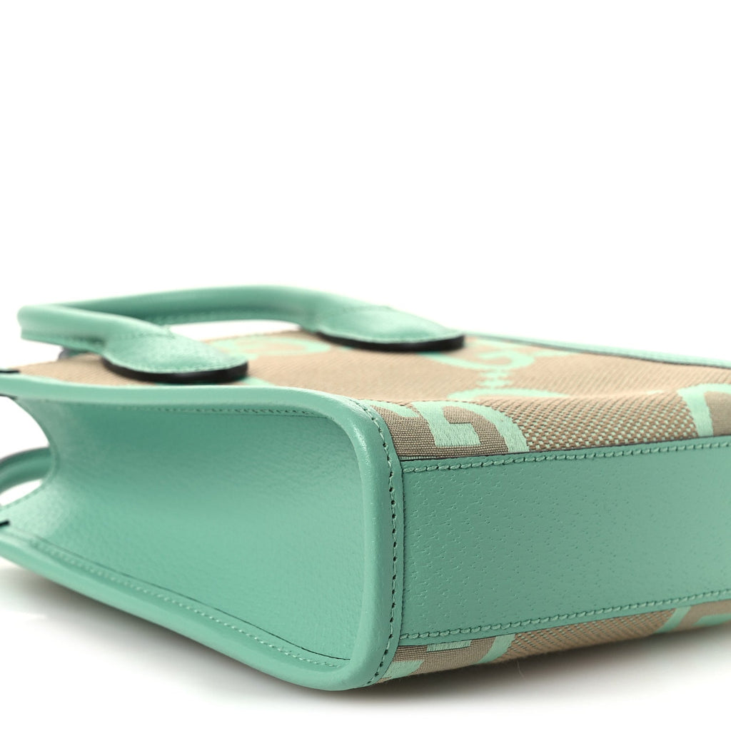 Monogram Jumbo GG Textured Dollar Calfskin Mini Tote Bag Pepperlight Mint