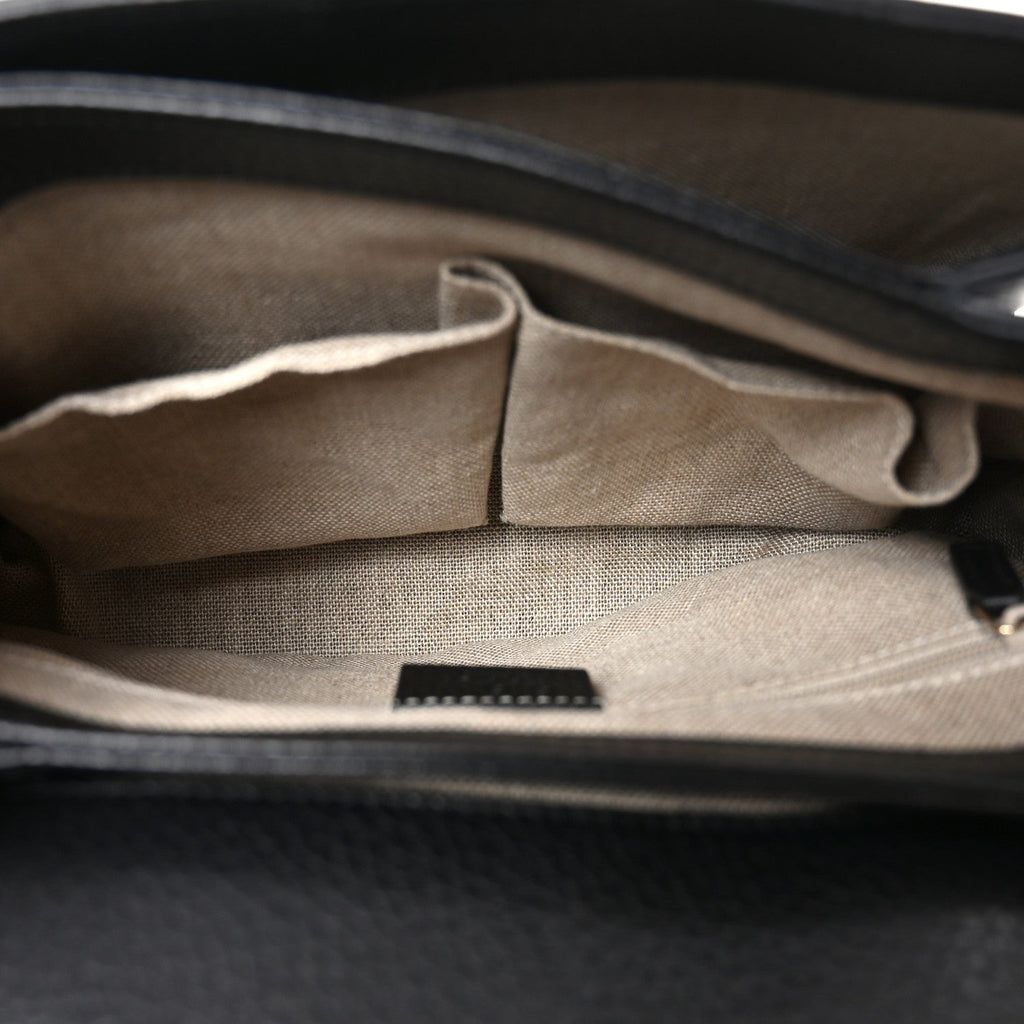 Dollar Calfskin Interlocking G Top Handle Shoulder Bag Black