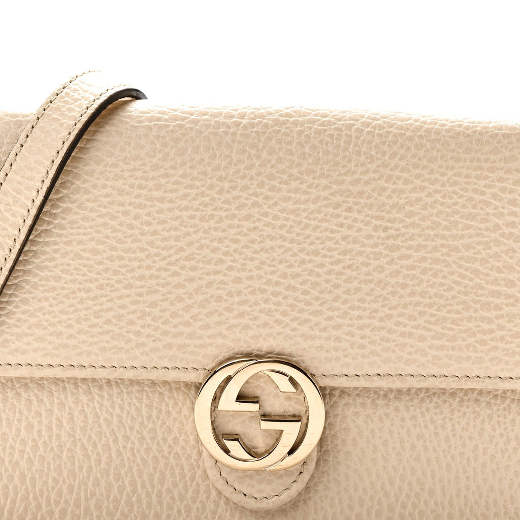 Dollar Calfskin Interlocking G Chain Wallet Ivoire