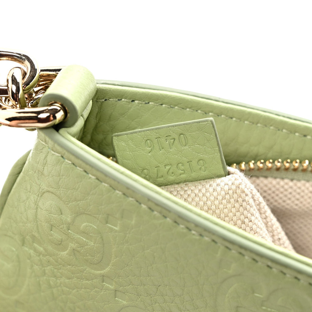 GG Grainy Calfskin Emblem Super Mini Shoulder Bag Sage Leaf