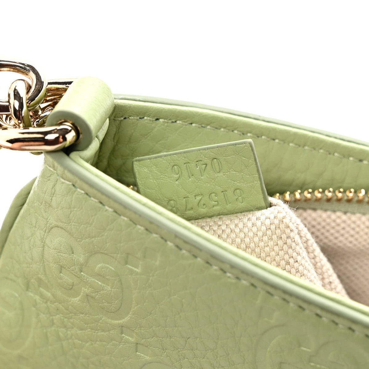 GG Grainy Calfskin Emblem Super Mini Shoulder Bag Sage Leaf