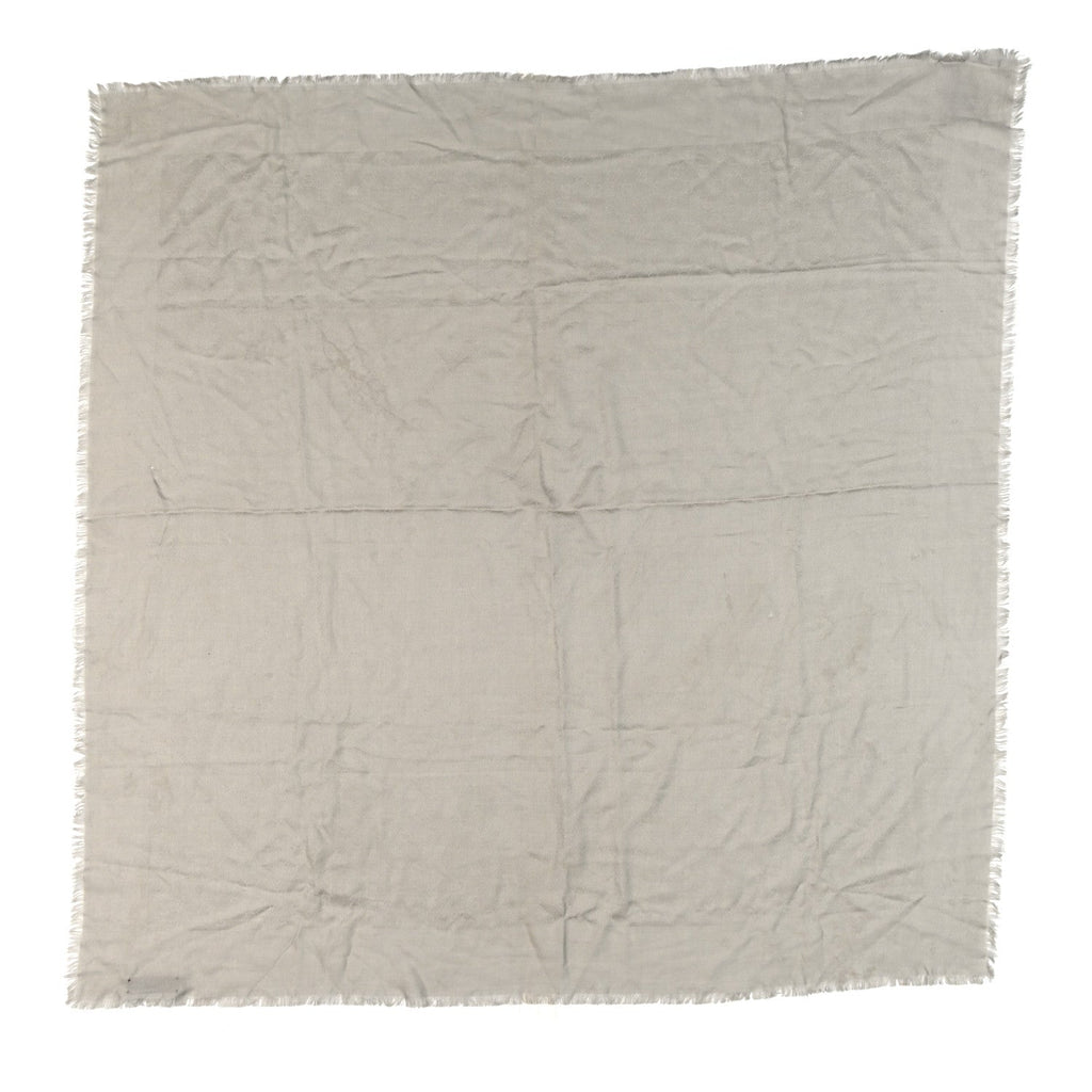 Wool Silk Jacquard GG Monogram Square Shawl Grey