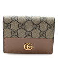 Dollar Calfskin GG Supreme Monogram GG Marmont Card Case Porcelain Rose Beige Ebony