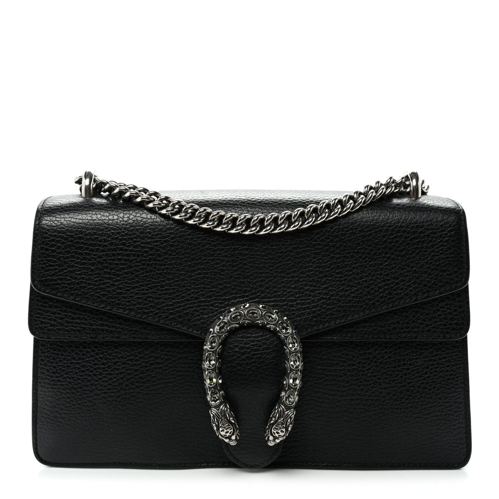 Pebbled Calfskin Small Dionysus Shoulder Bag Black