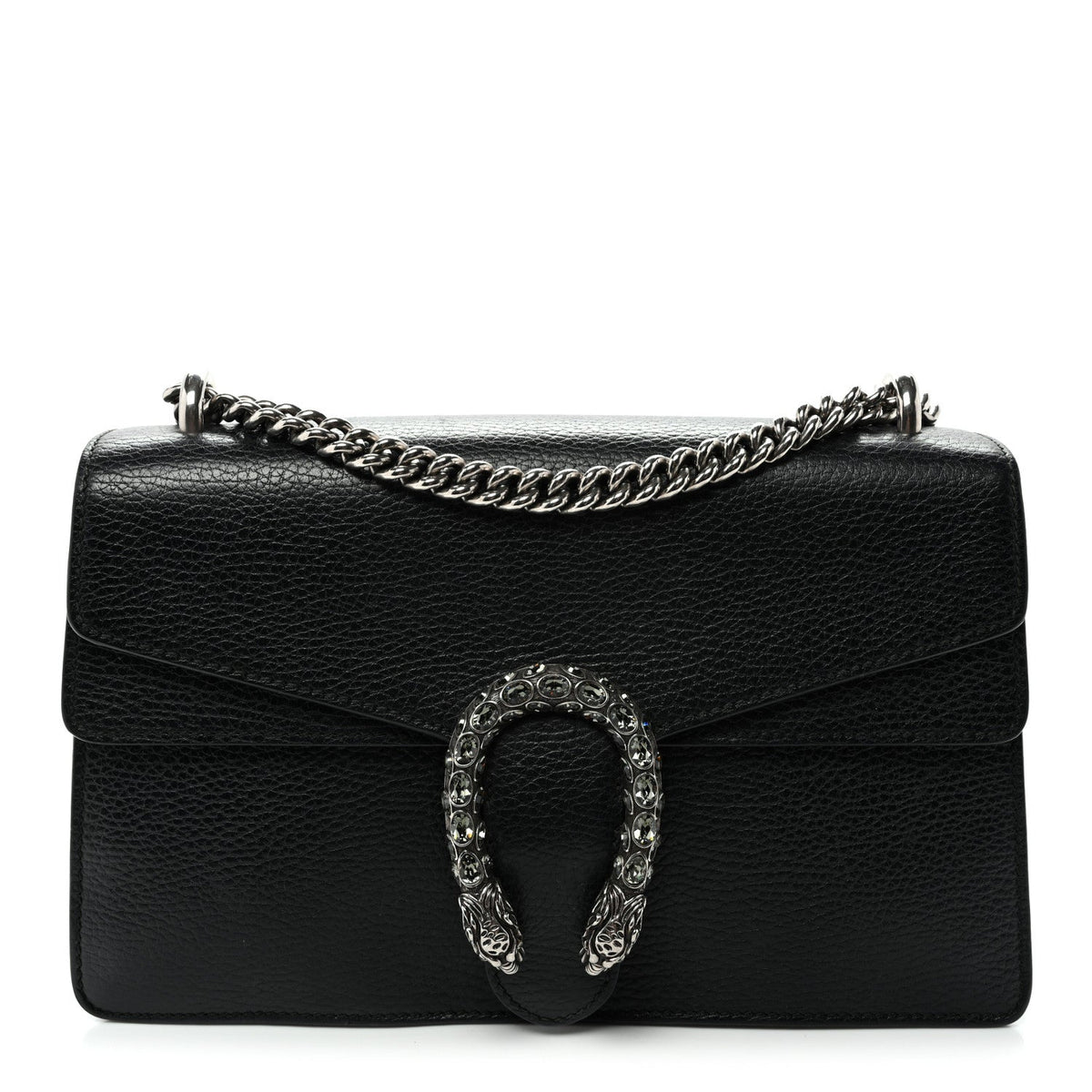 Pebbled Calfskin Small Dionysus Shoulder Bag Black