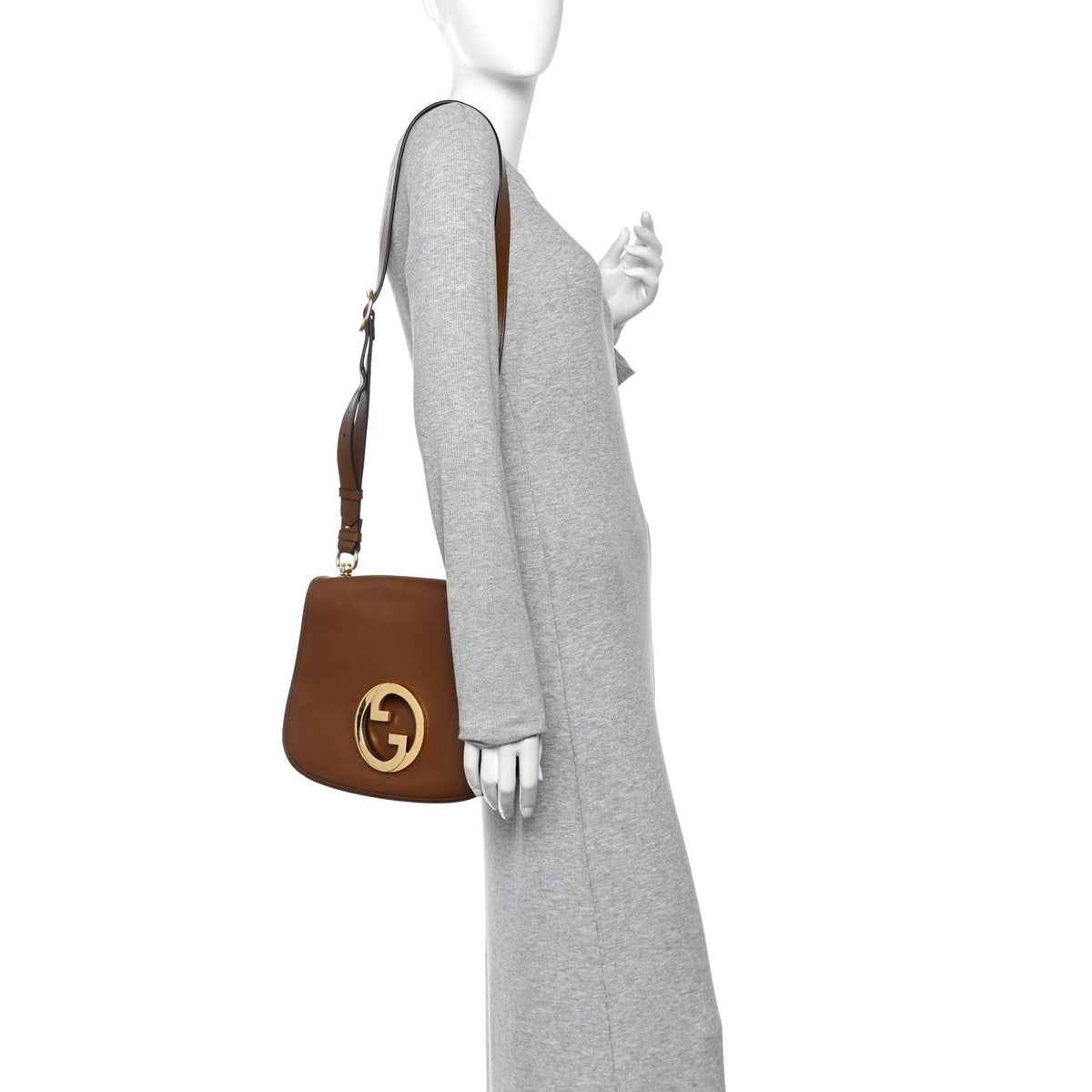 Roxy Calfskin Web Medium Blondie Shoulder Flap Bag Cuir