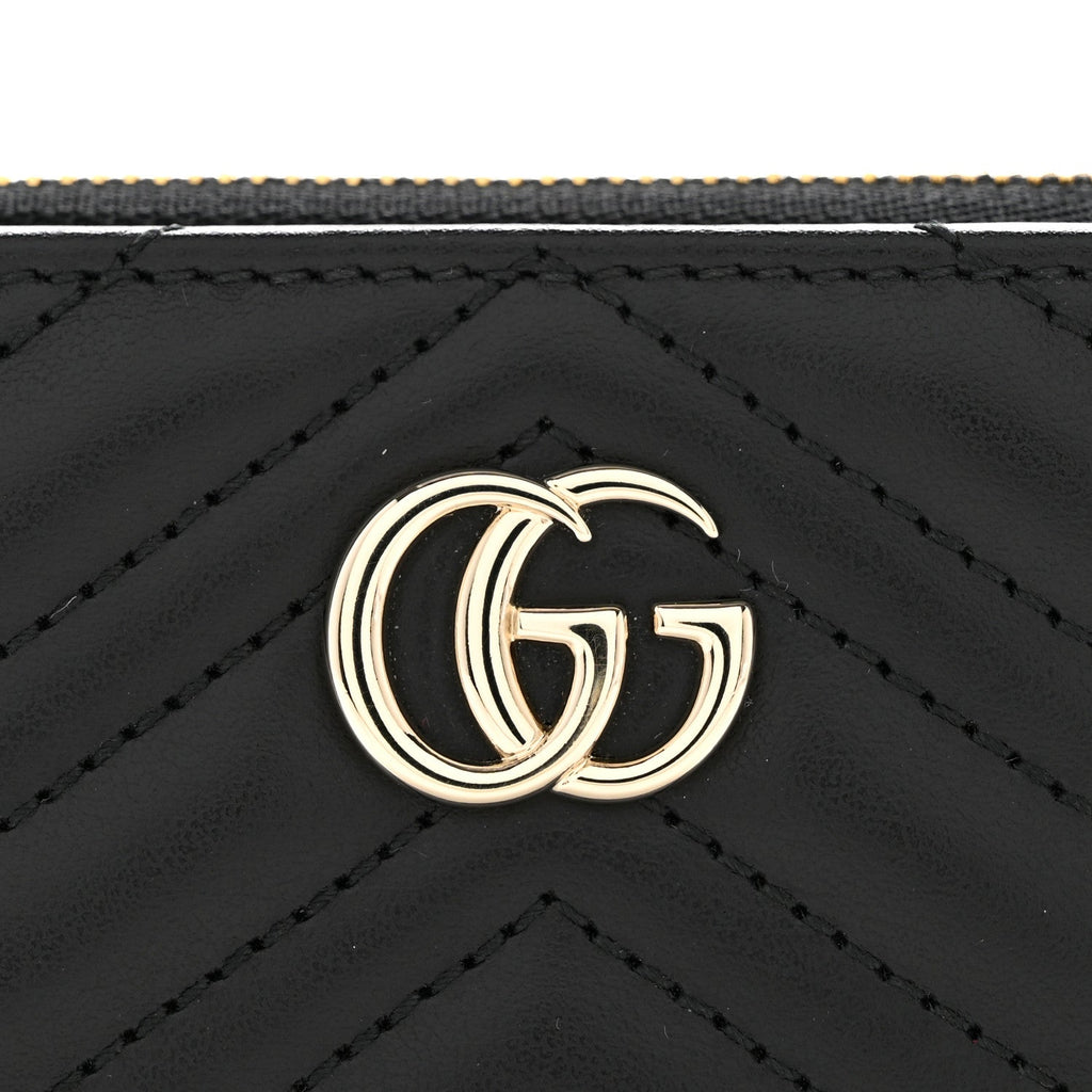 Calfskin Matelasse GG Marmont Compact Wallet Black