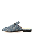New Denim GG Malaga Kid Womens Princetown Slippers 36.5 Light Blue Royale