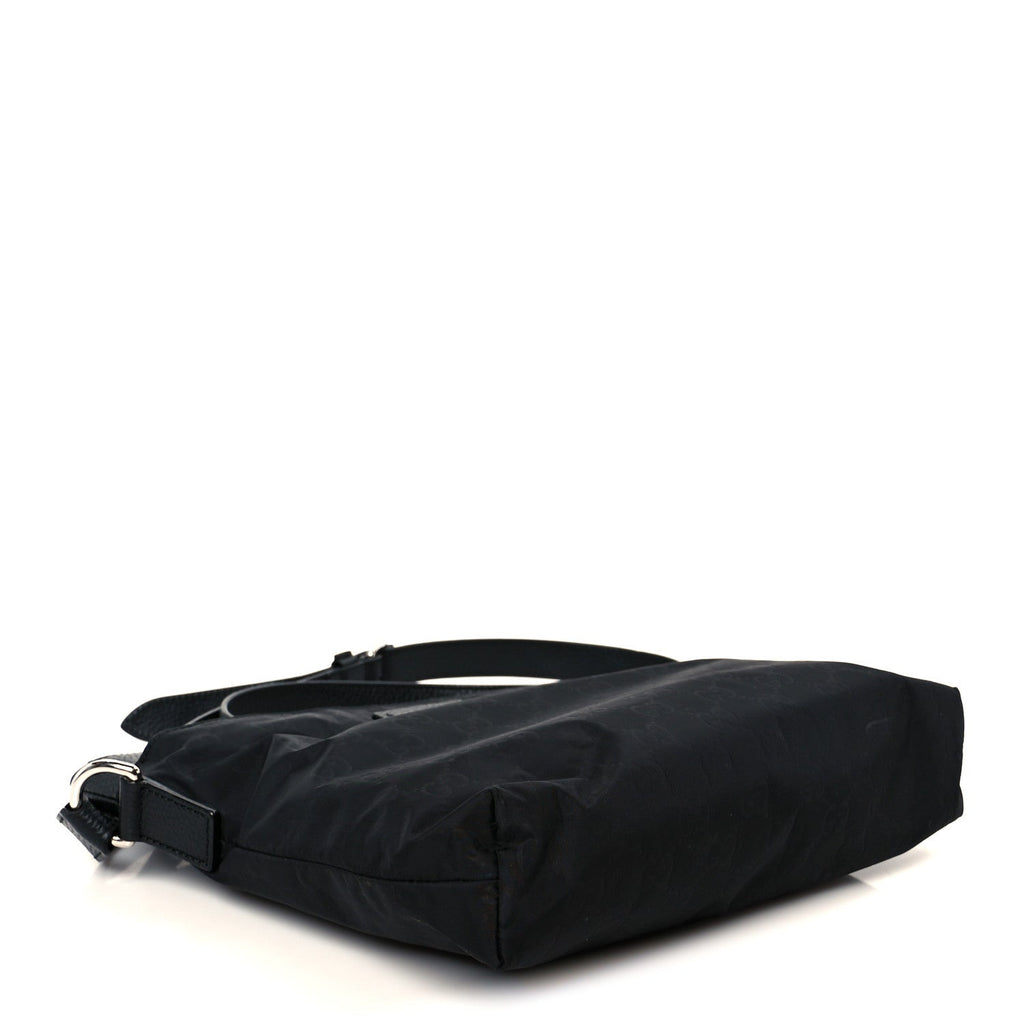Nylon Monogram Dollar Calfskin Flat Messenger Bag Black