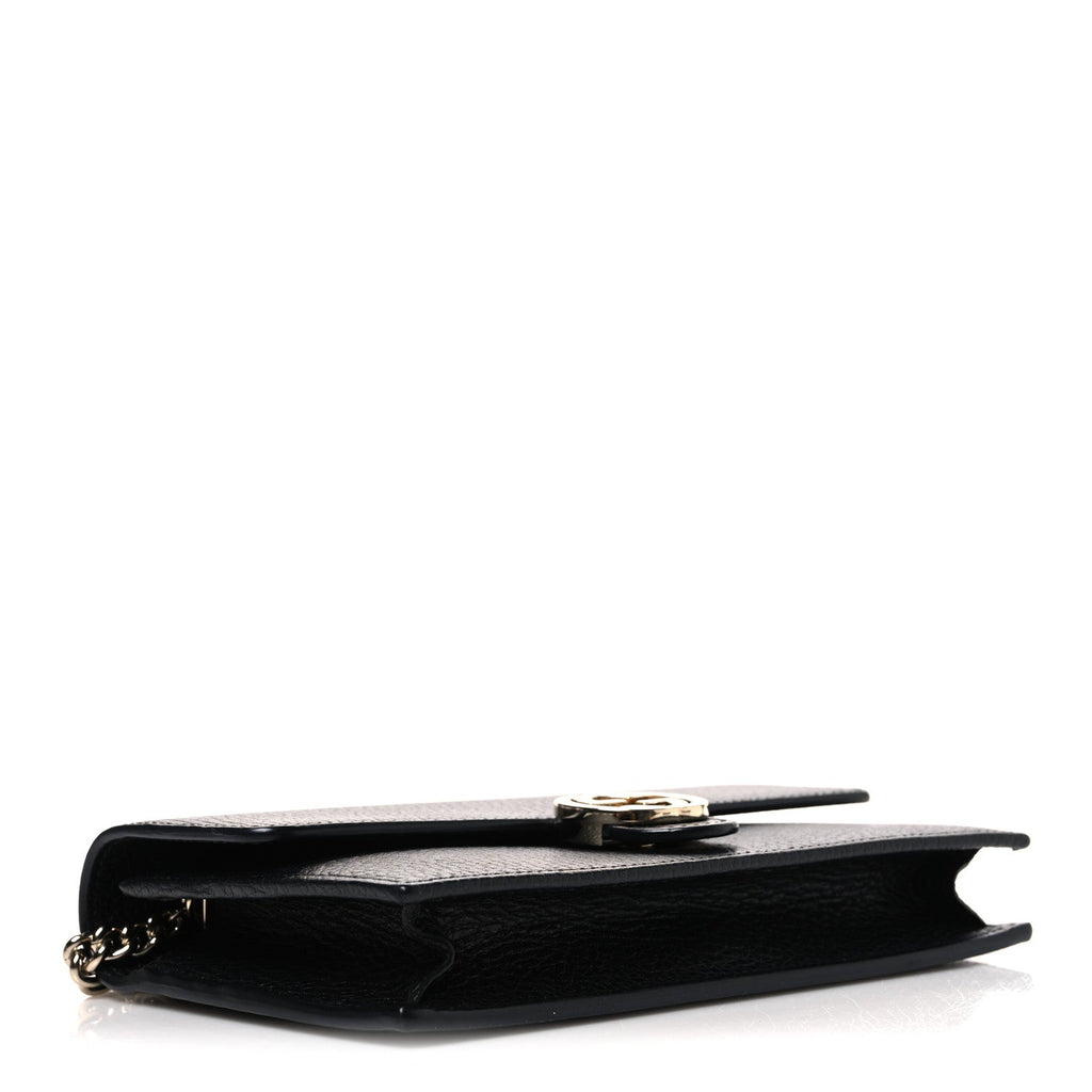 Dollar Calfskin Interlocking G Chain Wallet Black