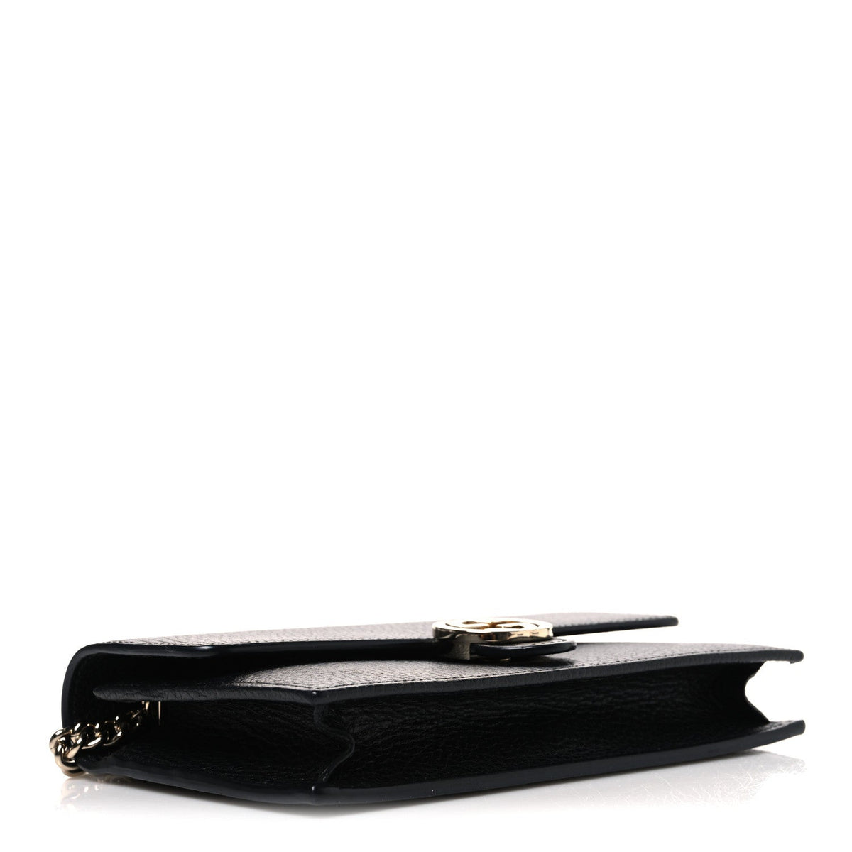 Dollar Calfskin Interlocking G Chain Wallet Black