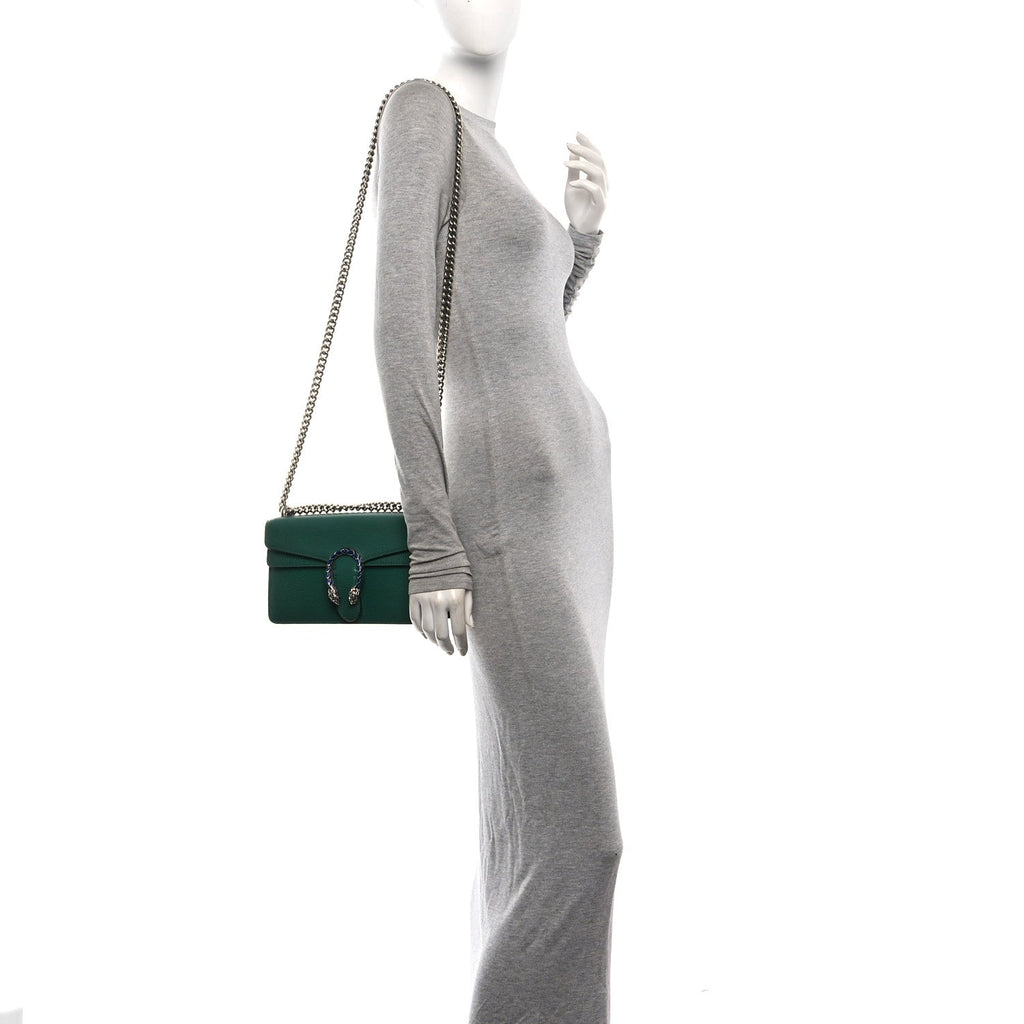 Dollar Calfskin Enamel Small Dionysus Shoulder Bag Emerald Electric Blue