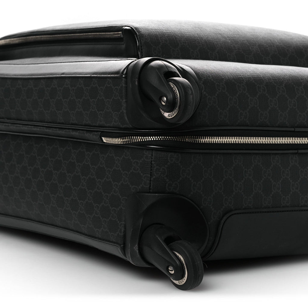 GG Supreme Monogram Large Four Wheel Suitcase Black Grey