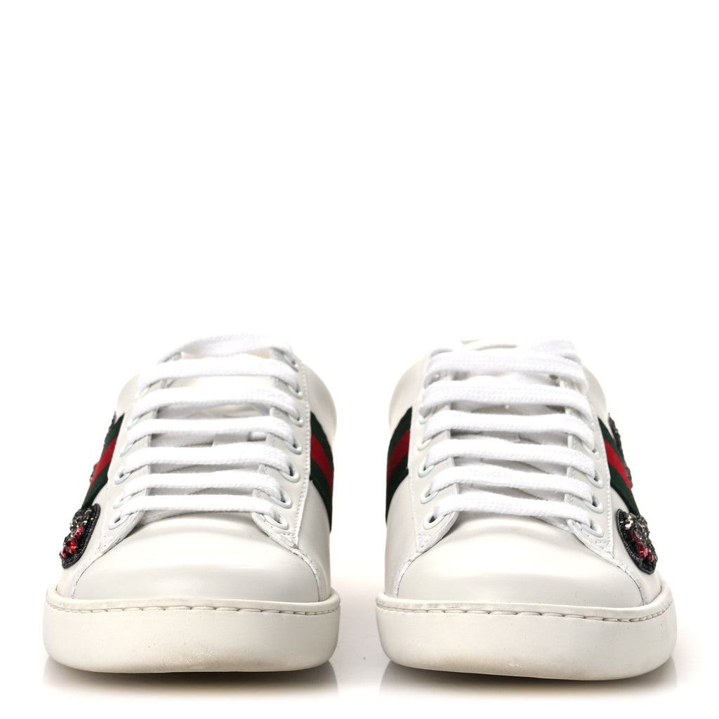 Calfskin Web Studded Womens Arrow Ace Sneakers 35.5 White
