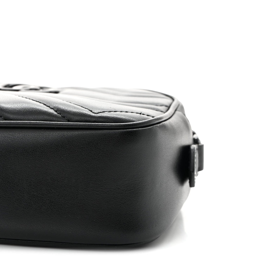Calfskin Matelasse Monochrome Mini GG Marmont Chain Shoulder Bag Black