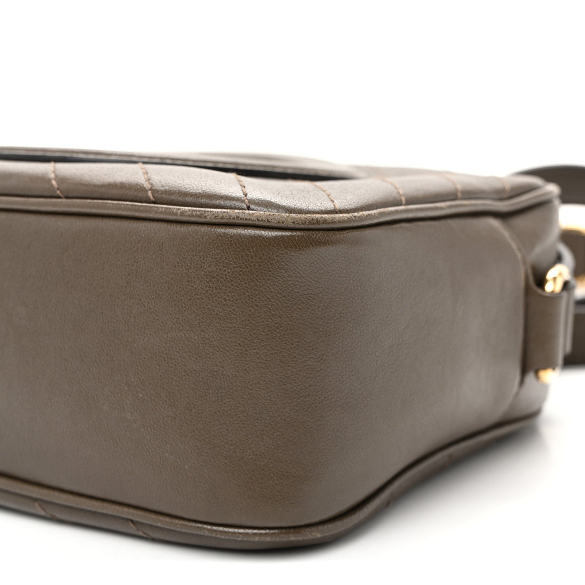 Sakai Be Green Calfskin Diagonal Stitched Small Blondie Shoulder Bag Craclet Brown
