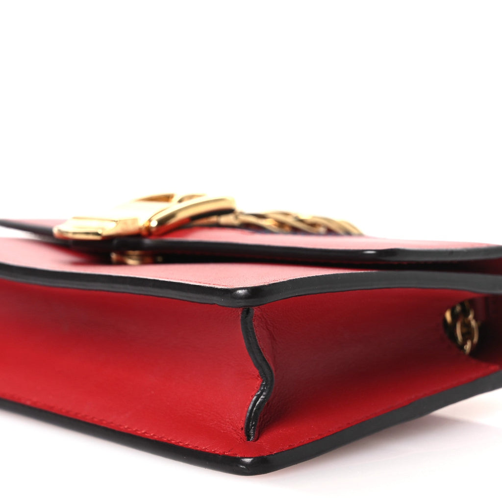Calfskin Super Mini Sylvie Chain Shoulder Bag Hibiscus Red