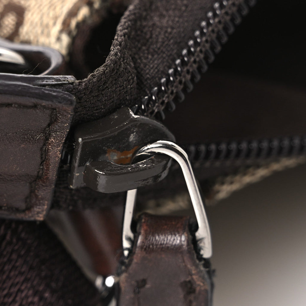 Monogram Calfskin Perforated Medium Flat Messenger Bag Dark Brown
