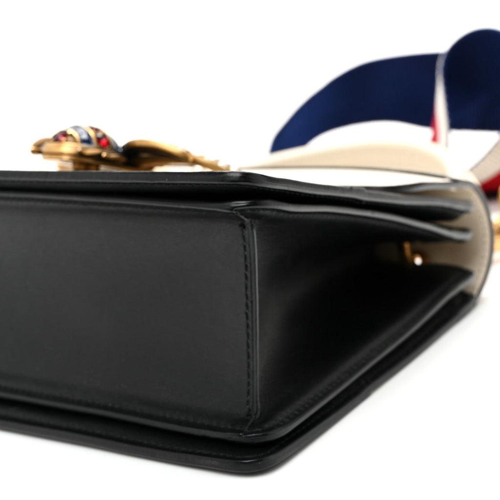Calfskin Sylvie Web Small Queen Margaret Top Handle Bag Black White