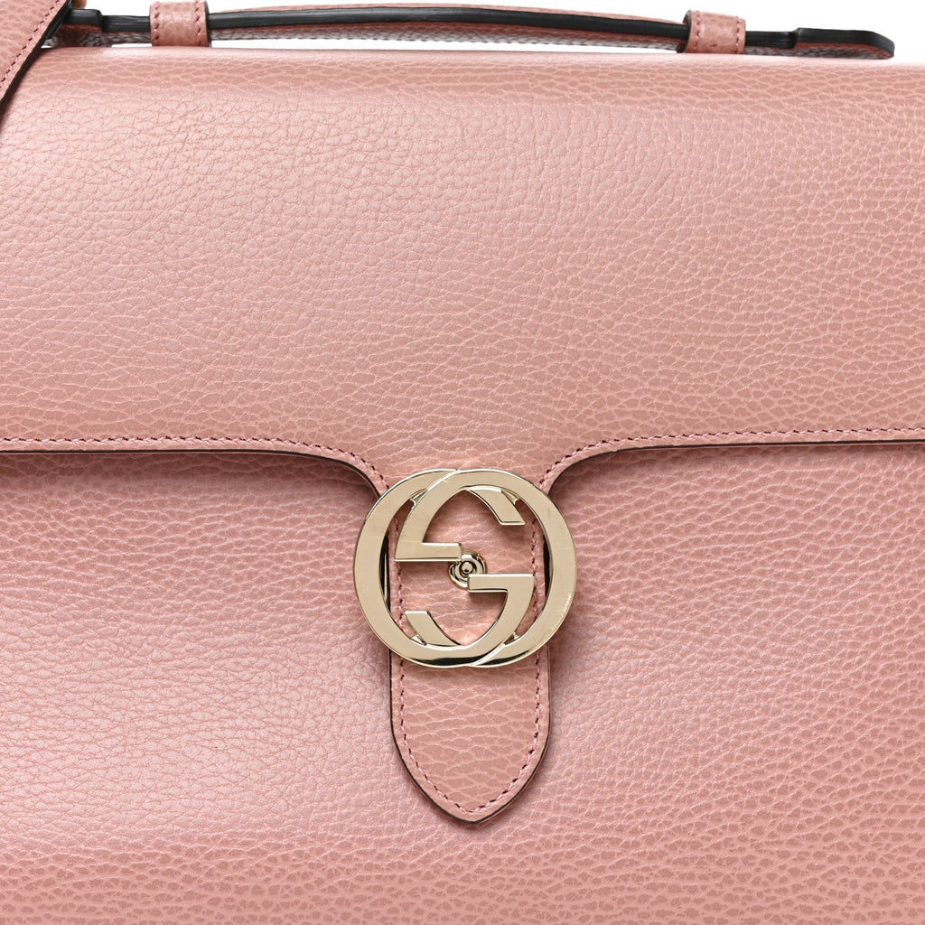 Dollar Calfskin Medium Interlocking G Top Handle Shoulder Bag Soft Pink