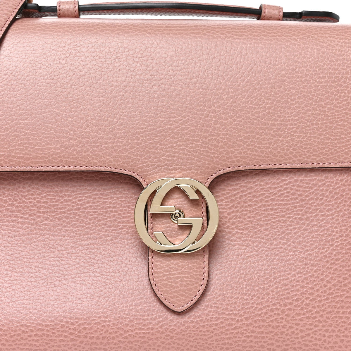 Dollar Calfskin Medium Interlocking G Top Handle Shoulder Bag Soft Pink