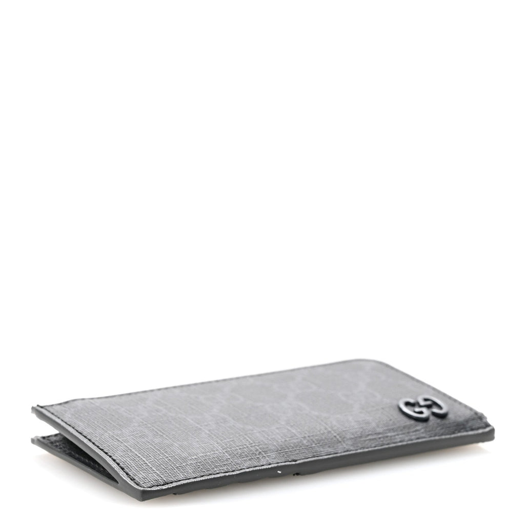 GG Supreme Monogram Zip Card Case Black Grey