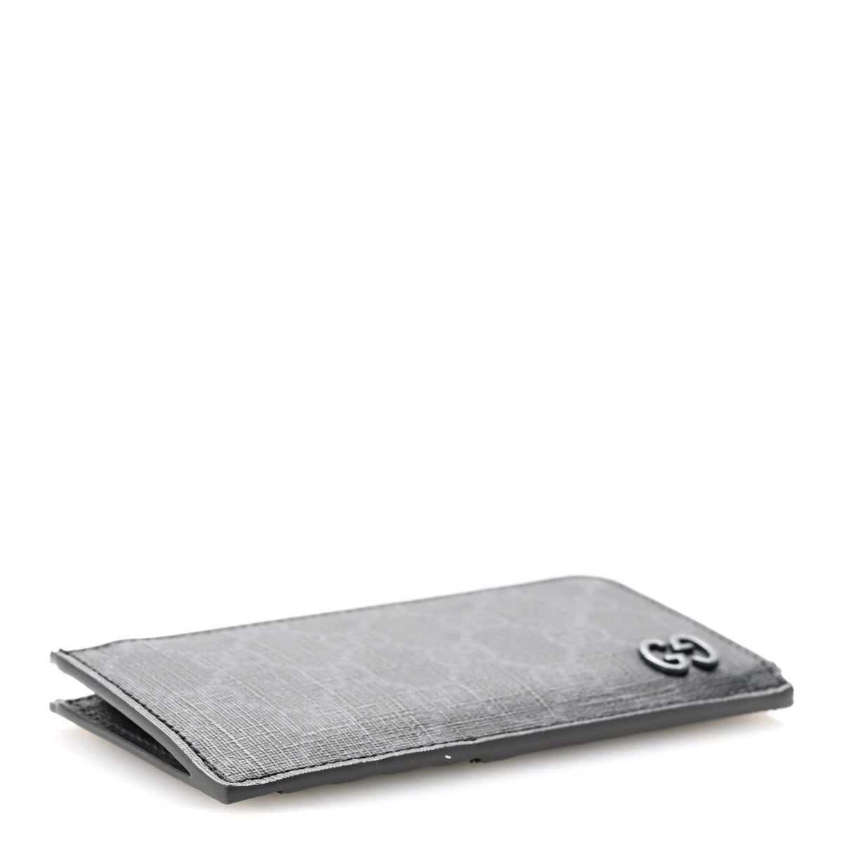 GG Supreme Monogram Zip Card Case Black Grey