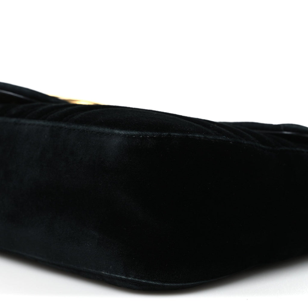 Velvet Matelasse Medium GG Marmont Shoulder Bag Black