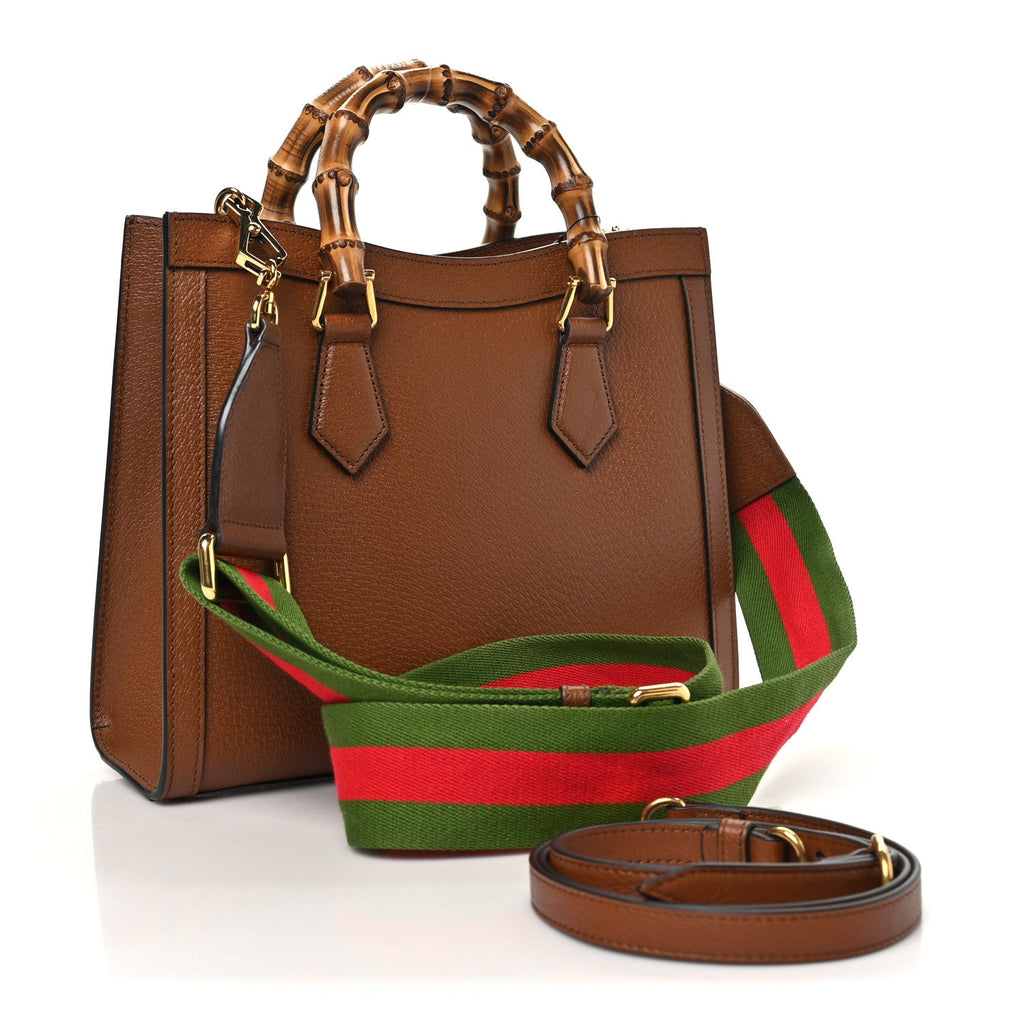 Textured Dollar Calfskin Web Small Diana Tote Bag Cuir Black