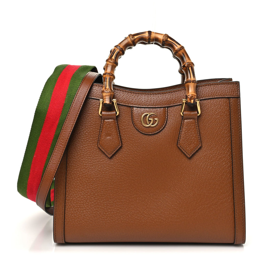 Textured Dollar Calfskin Web Small Diana Tote Bag Cuir Black
