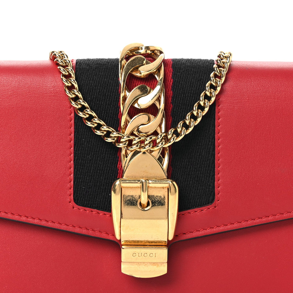 Calfskin Super Mini Sylvie Chain Shoulder Bag Hibiscus Red