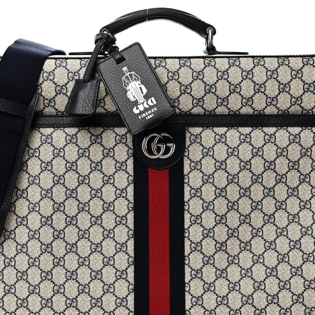 GG Supreme Monogram Web Savoy Garment Bag Beige Blue