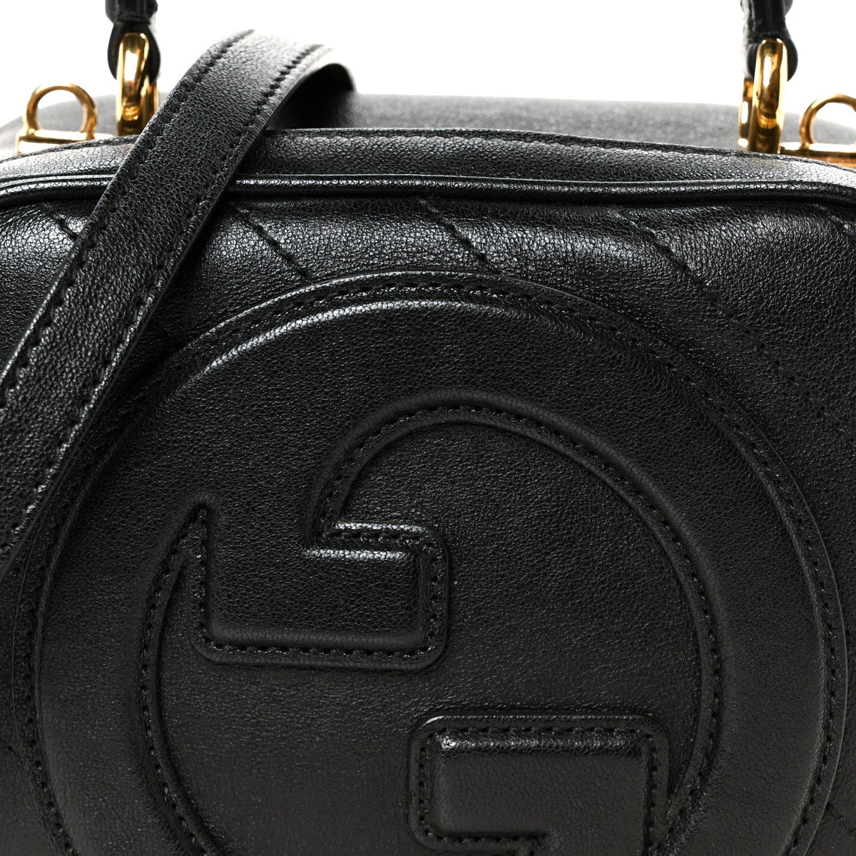 Sakai Be Green Calfskin Diagonal Stitched Blondie Top Handle Bag Black