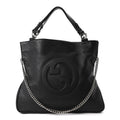 Sakai Be Green Calfskin Diagonal Stitched Medium Blondie Tote Black