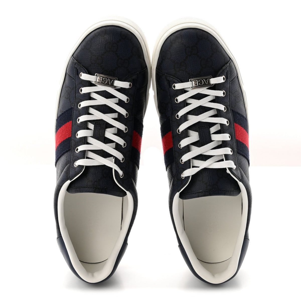 GG Supreme Monogram Web Mens New Ace Sneakers 10 Dark Blue