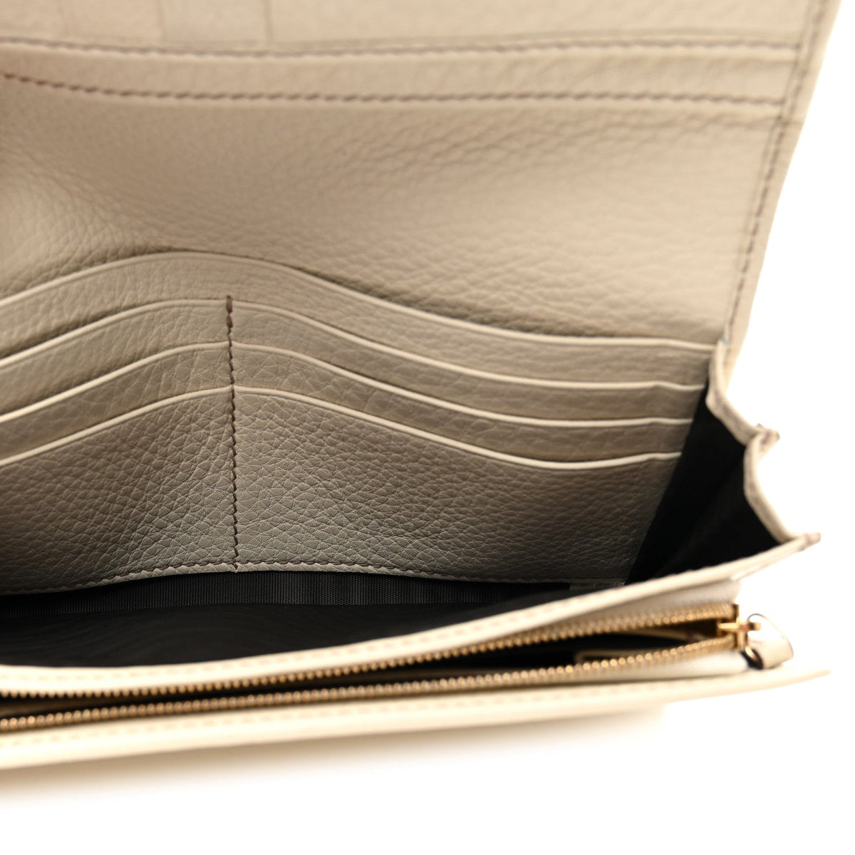 Pebbled Calfskin Large Soho Continental Wallet Off White