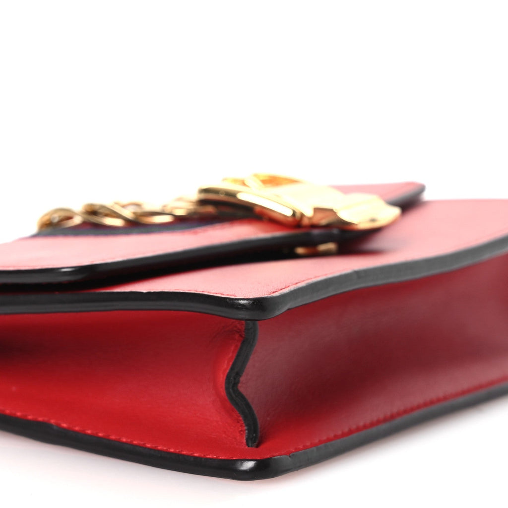 Calfskin Super Mini Sylvie Chain Shoulder Bag Hibiscus Red