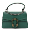 Dollar Calfskin Crystal Mini Dionysus Top Handle Bag Emerald