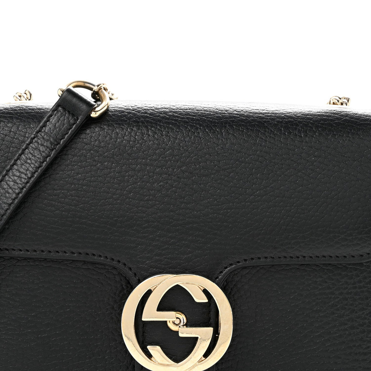 Dollar Calfskin Small Interlocking G Shoulder Bag Black
