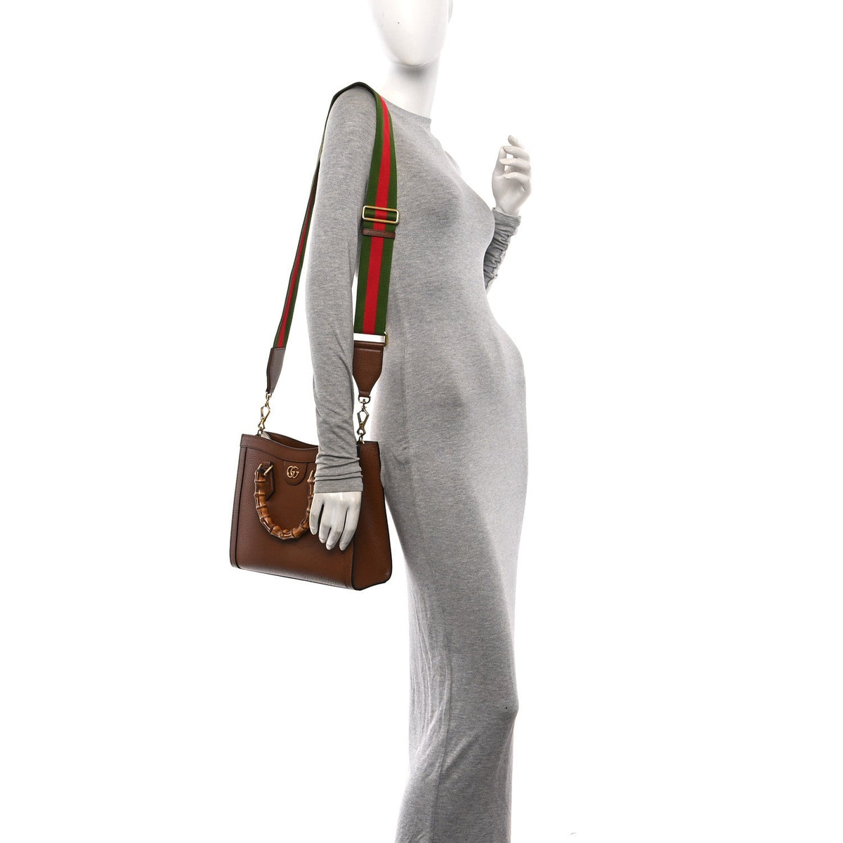 Textured Dollar Calfskin Web Small Diana Tote Bag Cuir Black
