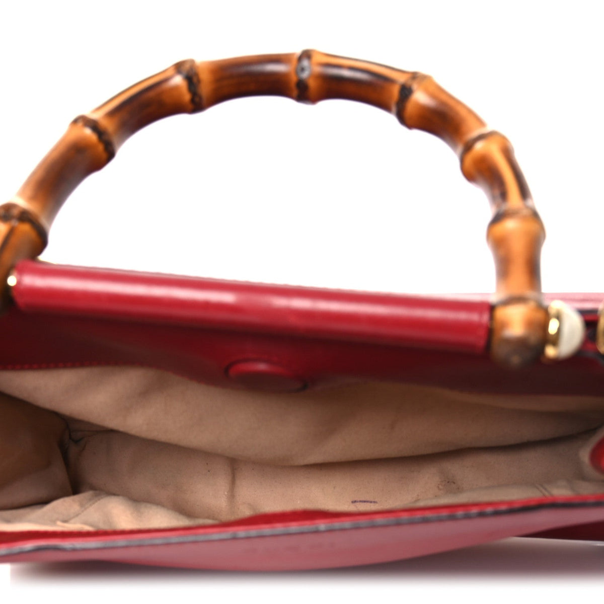 Nappa Bamboo Web Small Nymphaea Top Handle Bag Hibiscus Red