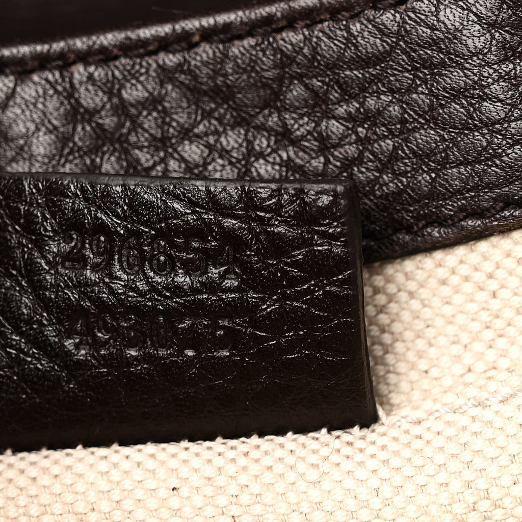Pebbled Calfskin Web Small Dressage Shoulder Bag Dark Brown