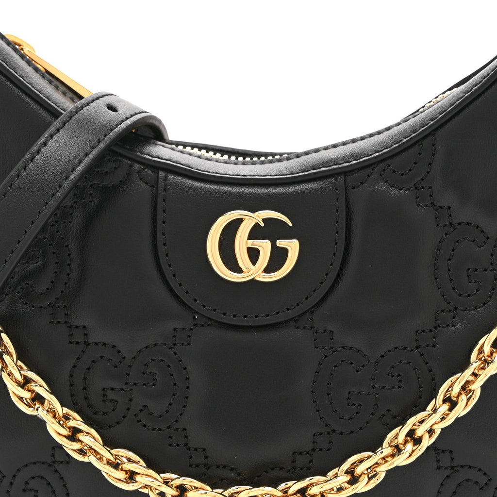 Calfskin GG Matelasse Mini Hobo Shoulder Bag Black