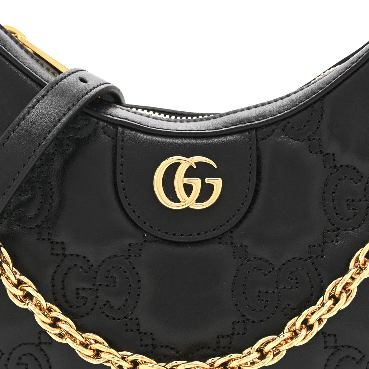 Calfskin GG Matelasse Mini Hobo Shoulder Bag Black