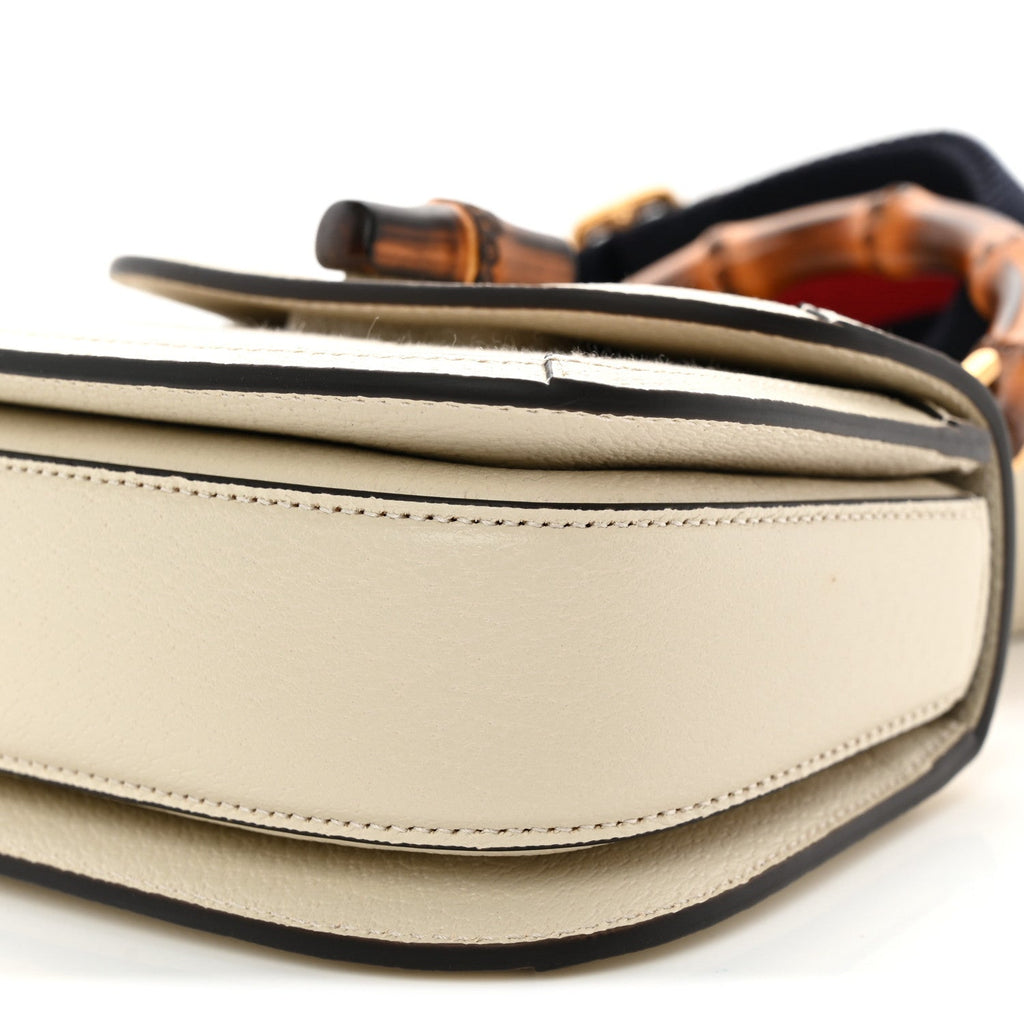 Monogram Jumbo GG Textured Dollar Calfskin Web Mini Bamboo 1947 Top Handle Bag Off White