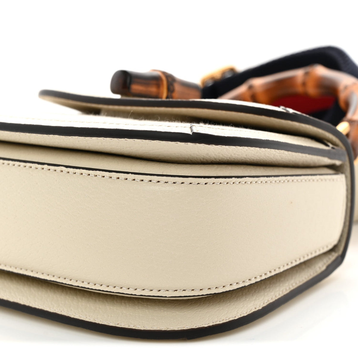 Monogram Jumbo GG Textured Dollar Calfskin Web Mini Bamboo 1947 Top Handle Bag Off White